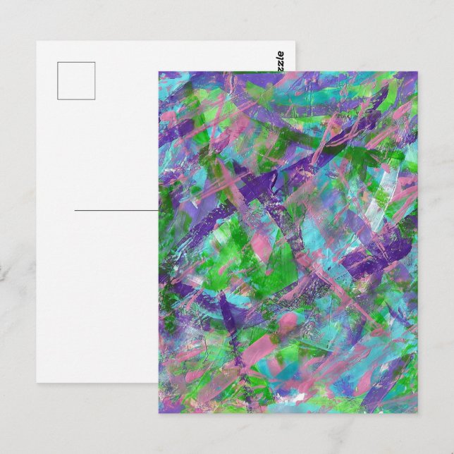 Frühling: Farbenfrohe Abstrakte Postkarte (Vorne/Hinten)