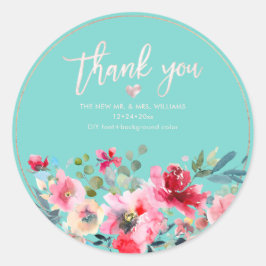 Frühling Flowers|Thank You|DIY Bckgrnd Runder Aufkleber
