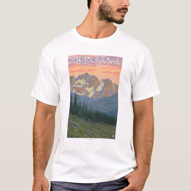 Frühling FlowersMontanaVintage Reise-Plakat T-Shirt (Vorderseite)