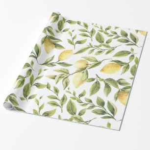 Frühling Frische Aquarellgelbe Zitronengrün Blä Geschenkpapier