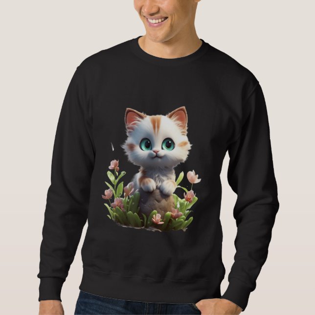Frühling Garten Kätzchen Blumen Katze Mädchen Flor Sweatshirt (Vorderseite)