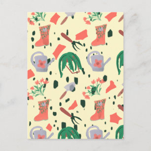 Frühling-Garten-Kritzeleien-Illustration Postkarte