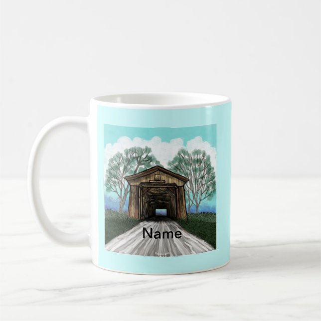 Frühling Gedeckte Brücke Kaffeetasse (Links)