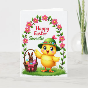 Frühling Glückwunschkarte für Freunde mit Küken Karte