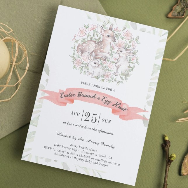 Frühling Hirsch Bunny Brunch & Egg Hunt Ostern Einladung (Von Creator hochgeladen)