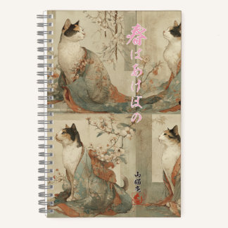 "Frühling im Morgengrauen" Japanische Katze in Kim Notizbuch