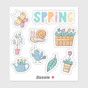 Frühling im Regenbogen Blumen und Garten Set von 9 Aufkleber