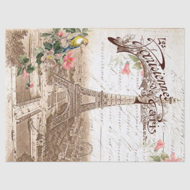 Frühling im Seidenpapier Paris Decoupage (Vorderseite)