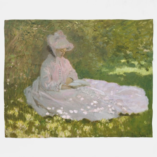 Frühling, impressionistisches Porträt, Claude Mone Fleecedecke (Vorderseite (Horizontal))