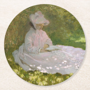 Frühling, impressionistisches Porträt, Claude Mone Runder Pappuntersetzer