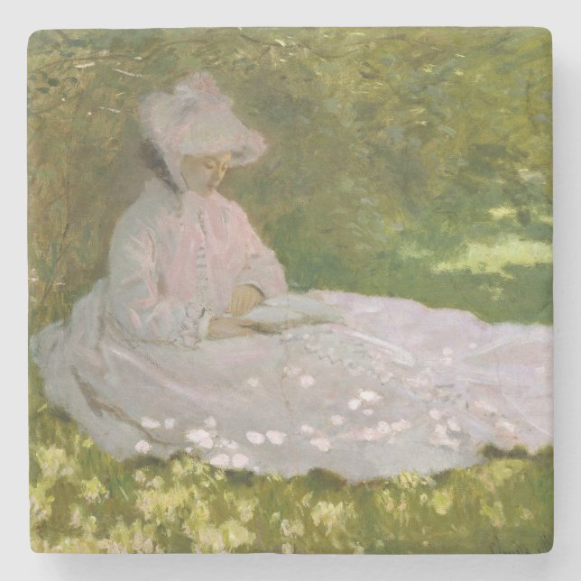 Frühling, impressionistisches Porträt, Claude Mone Steinuntersetzer (Vorderseite)