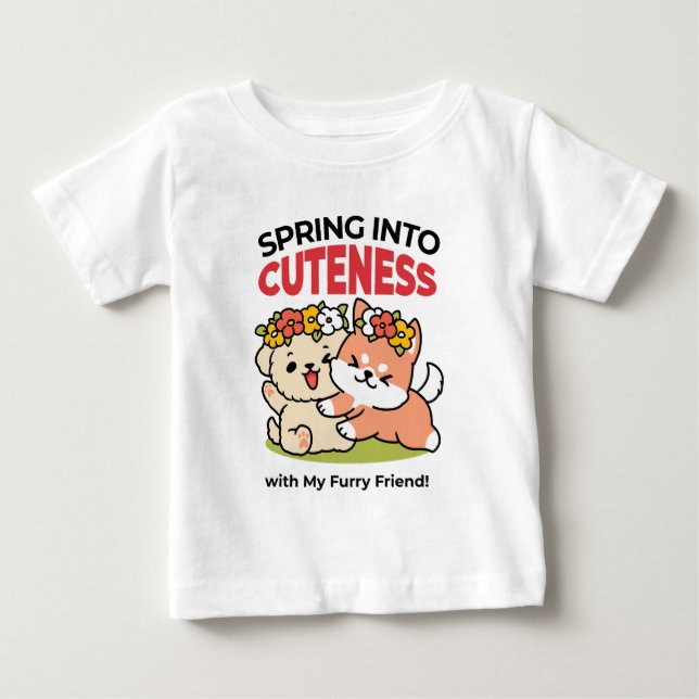 Frühling in Farbe - Adorable Hunde Illustration Baby T-shirt (Vorderseite)