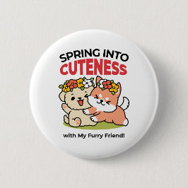 Frühling in Farbe - Adorable Hunde Illustration Button