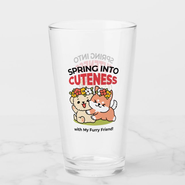 Frühling in Farbe - Adorable Hunde Illustration Glas (Vorderseite)
