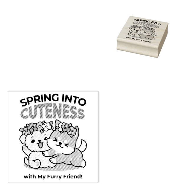 Frühling in Farbe - Adorable Hunde Illustration Gummistempel (Stempel)