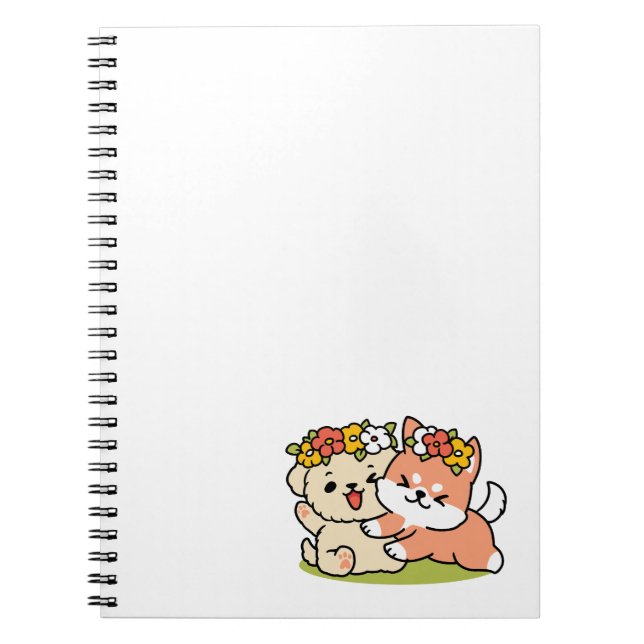 Frühling in Farbe - Adorable Hunde Illustration Notizblock (Vorderseite)