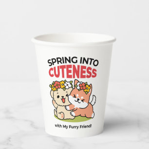 Frühling in Farbe - Adorable Hunde Illustration Pappbecher