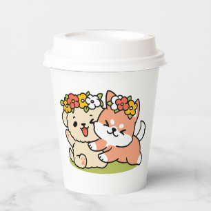 Frühling in Farbe - Adorable Hunde Illustration Pappbecher