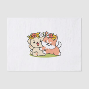 Frühling in Farbe - Adorable Hunde Illustration Seidenpapier