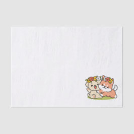 Frühling in Farbe - Adorable Hunde Illustration Seidenpapier
