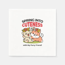 Frühling in Farbe - Adorable Hunde Illustration Serviette