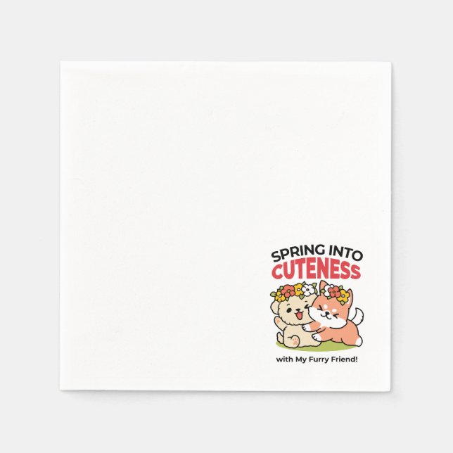 Frühling in Farbe - Adorable Hunde Illustration Serviette (Vorderseite)