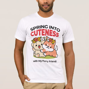 Frühling in Farbe - Adorable Hunde Illustration T-Shirt