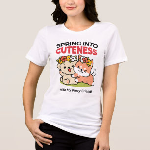 Frühling in Farbe - Adorable Hunde Illustration Tri-Blend Shirt