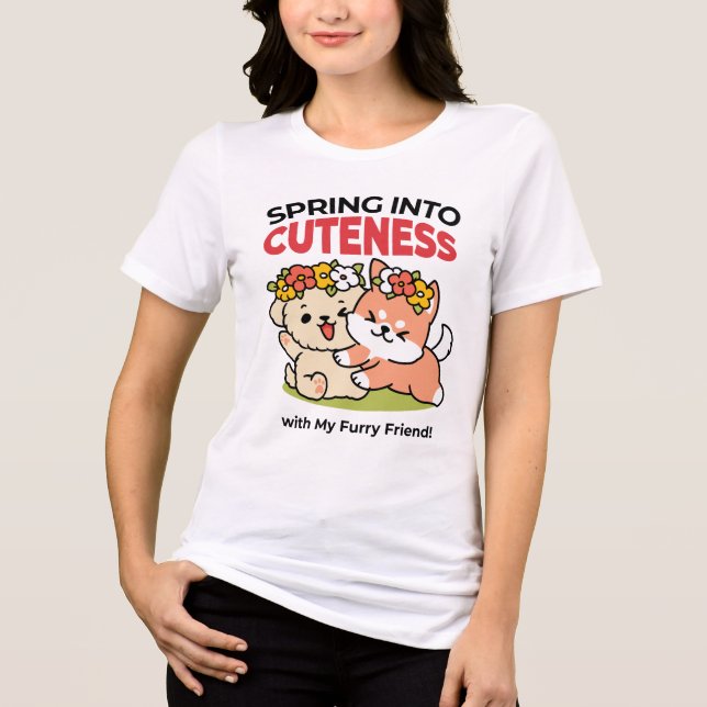 Frühling in Farbe - Adorable Hunde Illustration Tri-Blend Shirt (Vorderseite)