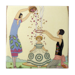 Frühling in Frankreich Art Deco Fliese