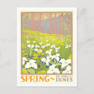 Frühling in Indiana Dunes Vintage Reiseplakat Postkarte