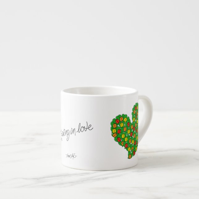 Frühling in Liebe-farbigen Tulpen (rot, gelb, oran Espressotasse (Vorderseite Rechts)