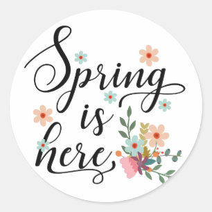 Frühling ist hier runder aufkleber