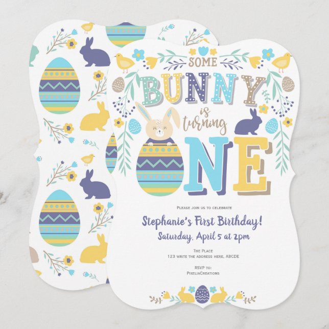 Frühling, Junge 1. Geburtstag, Ostern, Sonnenschei Einladung (Vorne/Hinten)