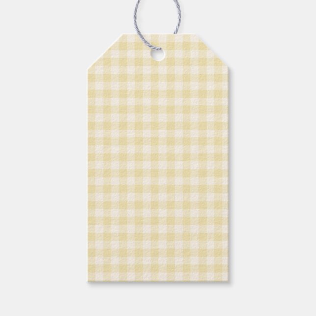 Frühling Klassisches Gingham | Buttercreme Geschenkanhänger (Vorderseite)
