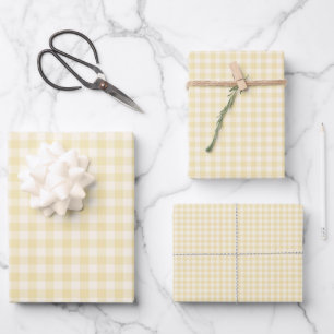 Frühling Klassisches Gingham   Buttercreme Geschenkpapier Set