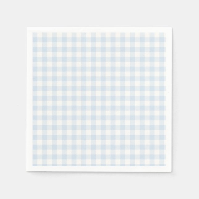 Frühling Klassisches Gingham | Puderblau Serviette (Vorderseite)