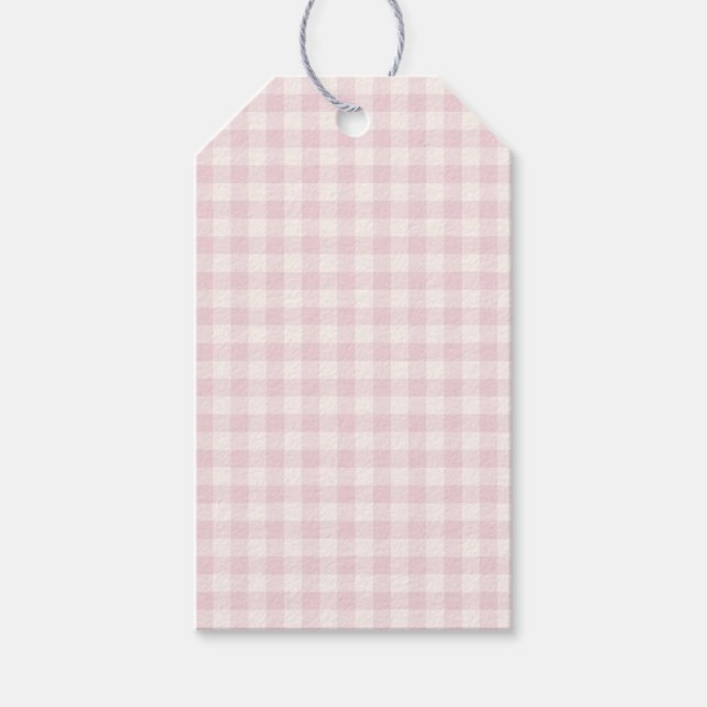 Frühling Klassisches Gingham | Sanftes Rosa Geschenkanhänger (Vorderseite)