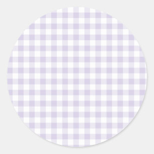 Frühling Klassisches Gingham Staubiges Lavendel Runder Aufkleber