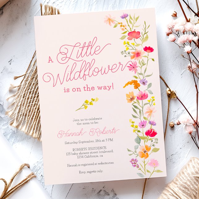 Frühling Kleine Wildblume Blütendusche Einladung (Spring Little wildflower floral baby shower Invitation)