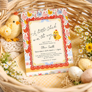 Frühling Kleines Küken Florales Mädchen Baby Showe Einladung