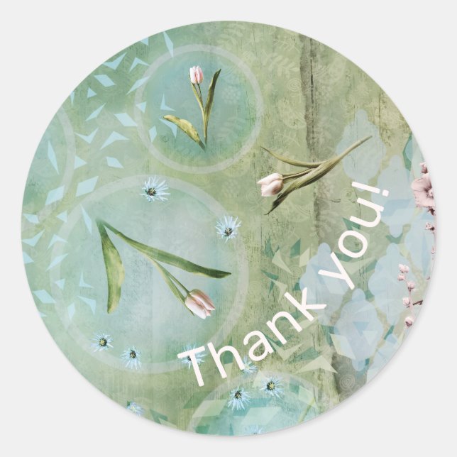 Frühling kommt mit Tulips personalisiert Classic R Runder Aufkleber (Vorderseite)