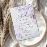Frühling lila staubblaue Lila boho 16 . Geburtstag Einladung<br><div class="desc">Dieses außergewöhnliche böhmische Blumendesign mit lila, blauen Lila boho 16 . Geburtstag-Einladung besticht durch die handbemalte Aquarellmalerei mit lila, staubblauen, staubigen rosa, lila, braunen und beigen Blume und kombiniert moderne angesagte Kalligraphie-Script-Schriftart. Т seine unwiderstehliche farbenfrohe Symphonie ist elegant Set auf Elfenbein Aquarell Hintergrund. Feine lila und pulvrige blaue Frühlingsblumen umhüllen...</div>