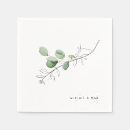 Frühling Moderne Wasserfarbe & Bleistift Botanisch Serviette