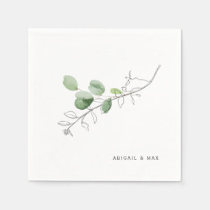 Frühling Moderne Wasserfarbe & Bleistift Botanisch Serviette
