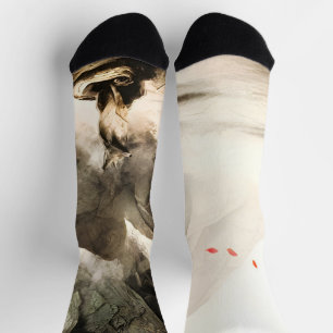 Frühling Mystischer Fuchs Nebeliger Berg Minimalis Socken