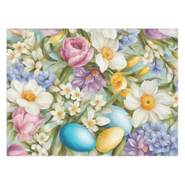 Frühling. Narzissen, Hyazinthen, Tulpen, Ostereier Tischdecke
