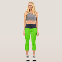 Frühling Neon Green Black High Waisted Capris
