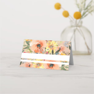 Frühling Orange Florale Hochzeits-Platzkarte Platzkarte