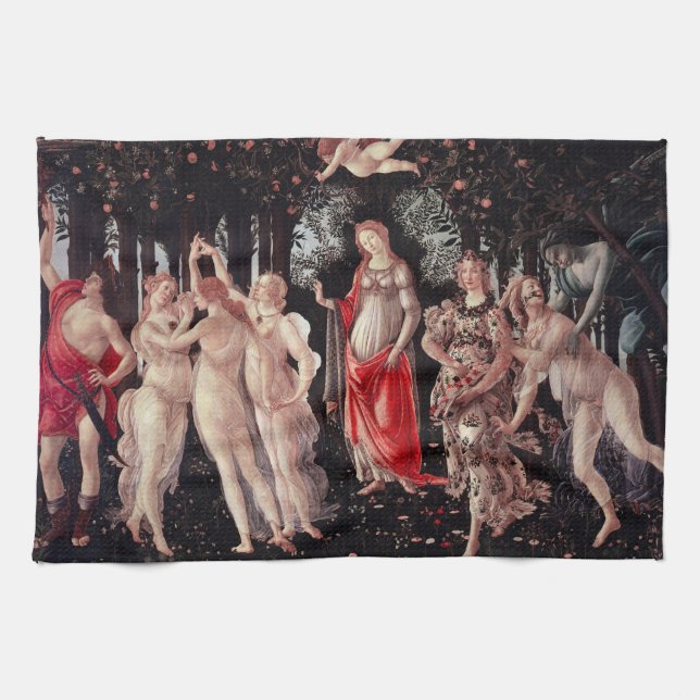 Frühling Primavera Sandro Botticelli Renaissance Geschirrtuch (Horizontal)